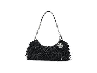 Michael Kors Nolita Medium Chain Pouchette Shoulder Womens Handbags Black 1, Leather/Polyester