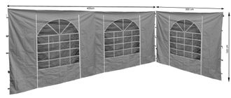 Quick-Star Quick-star - 2 Seitenteile Mit Pvc Fenster 300x193cm / 400x193cm F&uuml;r Pavillon Sahara 3x4m Seitenwand Grau