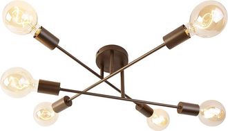 QAZQA Lampada da soffitto sydney - Industriale - Acciaio - Bronzo - Oblungo Max. 6 x Watt - Qazqa