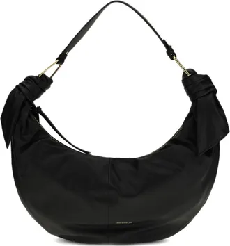 Coccinelle Furoshiki Crescent-Shaped Black Leather Handbag