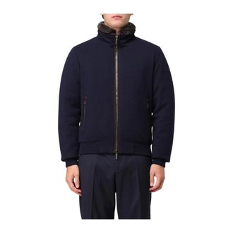Moorer Winter Jackets, male, Blue, XL, Quilted Down Blouson in Wool-Cashmere Blend