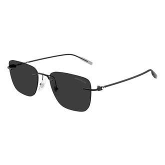 Montblanc Rectangular Sunglasses - male - MONTBLANC - Sunglasses - Black - 54 MM - Accessories