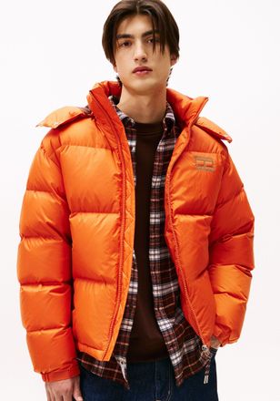 Tommy Jeans Steppjacke TOMMY JEANS ALASKA DOWN PUFFER, Herren, Gr. XXL, voyager orange, Web, Obermaterial: 100% Polyester, unifarben, regular fit normal, Rundhals