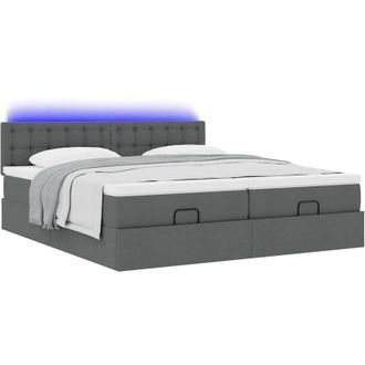 vidaXL Estructura Cama Otomana Colchones Tela Gris Oscuro 160x200 Cm Vidaxl