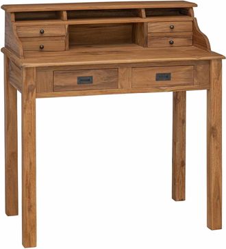 vidaXL Escritorio Natural 89,5 X 49,5 X 100 Cm Madera De Teca Maciza Vidaxl