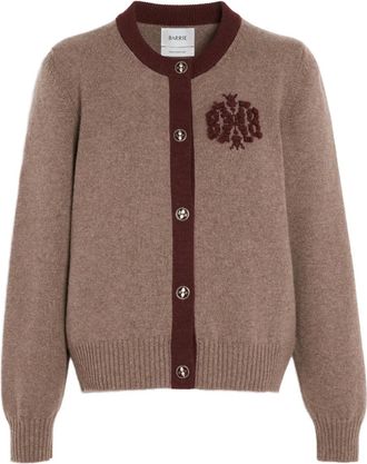 Barrie Cardigan in cashmere con monogramma - Marrone