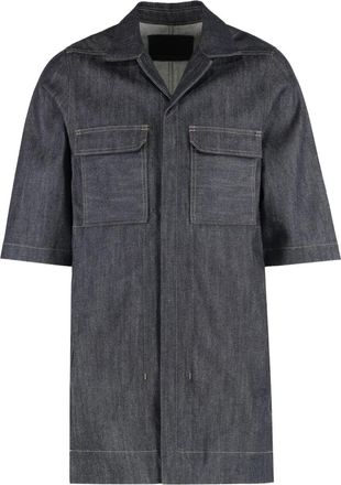 Rick Owens Camicia denim a maniche corte - Grigio