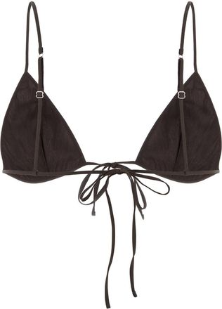 Prada Womens Stretch Poplin Triangle Bikini Top Brown Swimwear