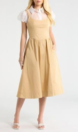 ASTR the Label Carrington Mixed Media Midi Dress in Khaki White at Nordstrom Rack, Size X-Small