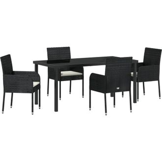 vidaXL Vidaxl - Conjunto De Comedor De Jard&iacute;n Con Coj&iacute;n 5 Pcs Negro Polirat&aacute;n