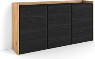 Skraut Home Aparador efecto madera negro y roble 156x35x80cm