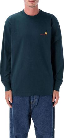 Carhartt Work in Progress Green Long Sleeves Logo T-Shirt