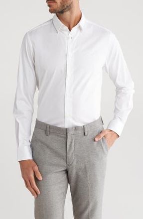 Cavalli Slim Fit Textured Dress Shirt in White at Nordstrom Rack, Size 17
