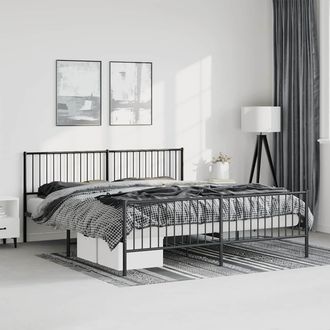vidaXL Estructura Cama Sin Colch&oacute;n Con Estribo Metal Negro 183x213 Cm Vidaxl