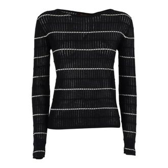 Max Mara Maglia Canottiera Top Pedone - Dames - Ronde hals truien - Blauw - L - Wol - Truien & Vesten