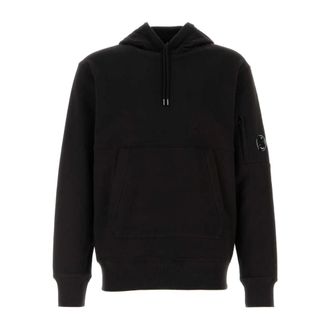 C.P. Company Hoodies, male, Black, Size: L Diagonal Raised Fleece Lens Hoodie