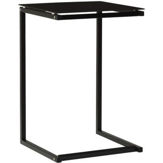 vidaXL Vidaxl - Mesa Auxiliar De Vidrio Templado Negro 40x40x60 Cm