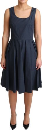 Dolce & Gabbana Blue Polka Dotted Cotton A-Line Womens Dress