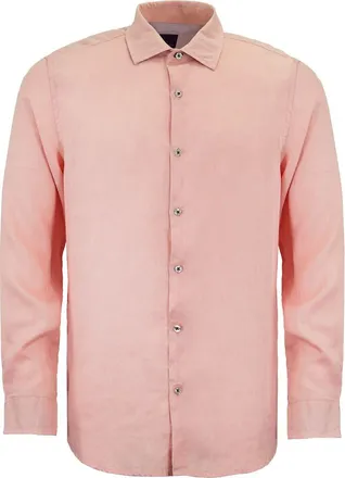 Lords of Harlech Uomo Solid Long Sleeve Fine Linen Shirt in Laurent Pink at Nordstrom, Size X-Large