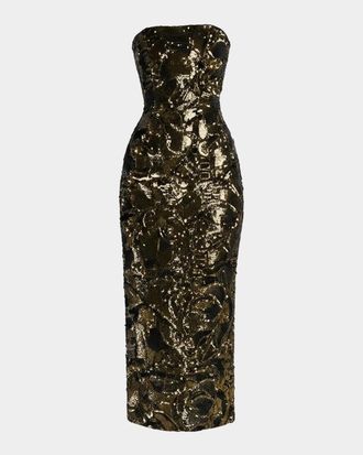 Helsi Leslie Strapless Sequin Column Gown
