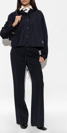 Acne Studios Wool Jacket With Hood, Womens, Navy Blue