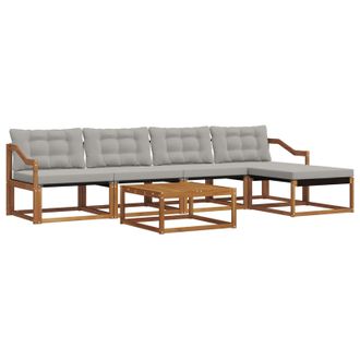 vidaXL Conjunto De Sof&aacute;s De Exterior 6 Pcs Gris Natural Y Claro Vidaxl