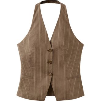 Mango Stripe Halter Vest in Brown at Nordstrom, Size X-Small