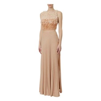 Elisabetta Franchi Gowns, female, Beige, Size: L abiti Viscosa