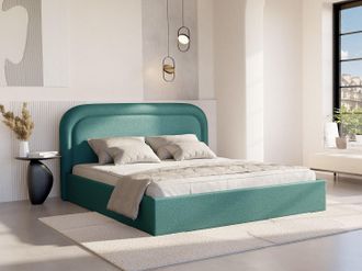 Vente-Unique Letto con contenitore 180 x 200 cm Tessuto chiné Verde Petrolio - FIREZA