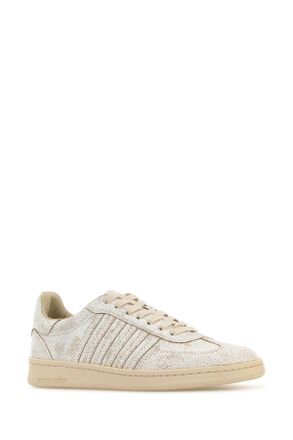 Dsquared2 Cracked Leather Low-Top Sneaker - White