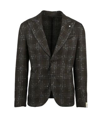 L.B.M. 1911 Brown Cotton Linen Polyamide Blazer Jacket
