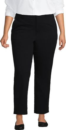 Lands End Mid Rise Classic Straight Leg Chino Ankle Pants in Black at Nordstrom, Size 26W
