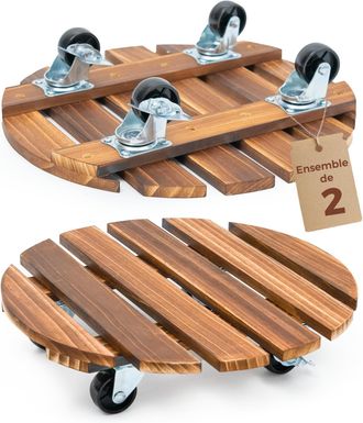 OEM Soporte Para Plantas Con Ruedas, Juego De 2 Bandejas Rodantes De 30,5 Cm, Soporte Con Ruedas Giratorias Y Con Bloqueo, Capacidad De 100 Kg, Para Uso I