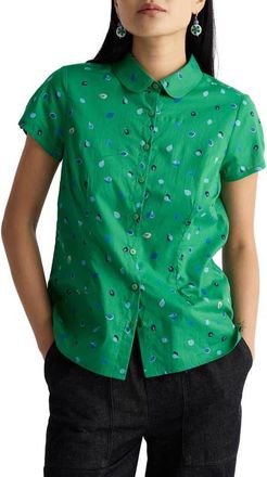 Seasalt Cornwall Rushmaker Petal Spot Organic Cotton Voile Button-Up Shirt in Petal Spot Bright Green at Nordstrom, Size 12 Us
