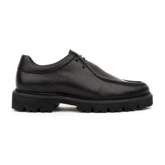 Sergio Moretti Zwarte Leren Formele Schoenen - Heren - Veterschoenen - Zwart - 45 EU - Leer - Schoenen
