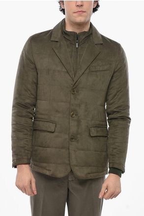 Corneliani CC COLLECTION Eco-Suede Quilted Blazer with Chest Piece size 48