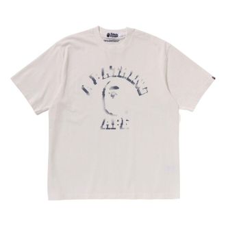 A Bathing Ape Garment Dye Spray Print College Relaxed Fit T-Shirt Ivory 1L30-109-345-IVRY