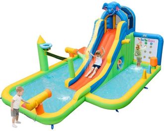 Costway Costway - Castillo Hinchable Grande, 9 En 1 Castillo Hinchable Acuatico, Seco Y Agua, Castillo Hinchable Para Ni&ntilde;os 3-10 A&ntilde;os, Insuflavel Crian&ccedil;a Inte