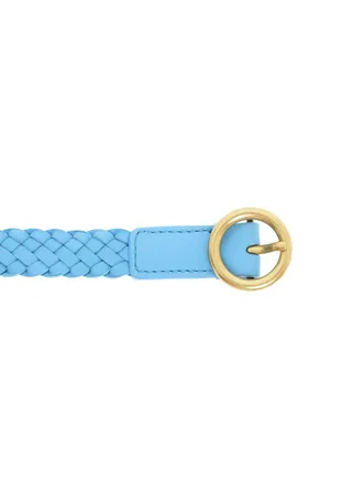 Bottega Veneta Womens Intrecciato Nappa Leather Belt Blue Accessories >
