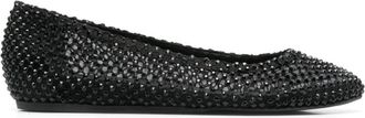 Le Silla Gilda rhinestone-embellished ballerina shoes - women - Fabric/Calf Leather/glass/Rubber - 38.5 - Black