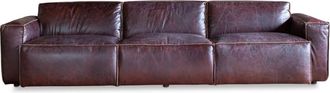PIB Sof&aacute; de 3 plazas de cuero de grano completo marsala rojo