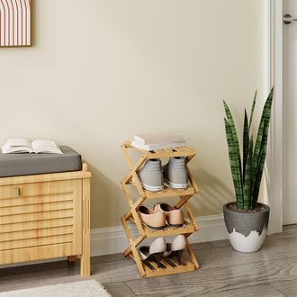 Vicco Armario Para Zapatos Ziggy, Bamb&uacute;, 26 X 52 Cm Con 4 Compartimentos, Vicco