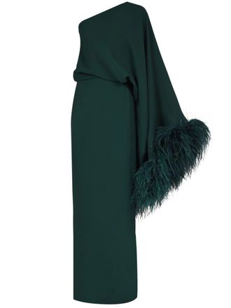 Taller Marmo Feathered Eternity maxi dress - women - Viscose/Ostrich Feather - 44 - Green
