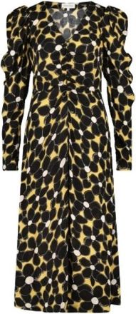 Fab By Fabienne Chapot Lange Jacquard Jurk met Bloemmotief - Dames - Casual kleedjes - Zwart - XS - Kleedjes