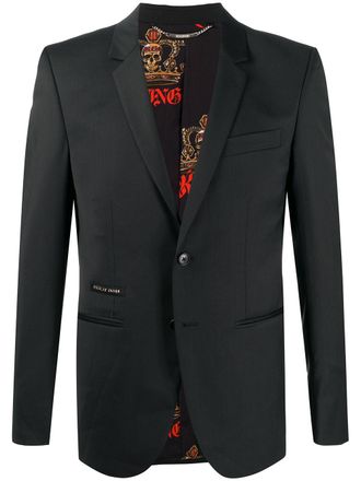 Philipp Plein Colbert met enkele rij knopen - Zwart