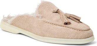 Bruno Magli Palmer Genuine Shearling Lined Mule in Sand Suede at Nordstrom, Size 10.5