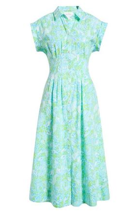 Lilly Pulitzer Tonya Print Midi Shirtdress in Day Dream Blue Throw Me A Line at Nordstrom, Size 16
