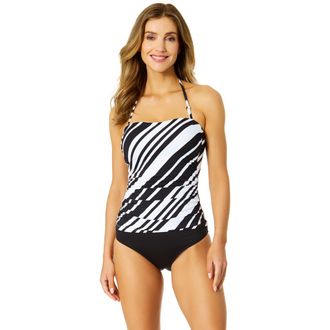 Anne Cole Womens Bardot Stripe Shirred Strapless Bandeau Tankini Swim Top at Nordstrom, Size X-Small
