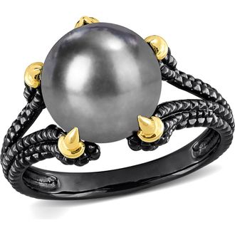 Delmar Mens 10.5-11mm Cultured Freshwater Pearl Claw Ring in Black at Nordstrom Rack, Size 13