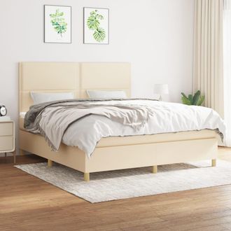 vidaXL Vidaxl - Cama Box Spring Con Colch&oacute;n Tela Color Crema 180x200 Cm